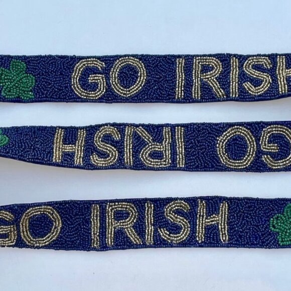University of Notre Dame GO IRISH Beaded Purse Strap | Notre Dame Accessory - Picture 2 of 2